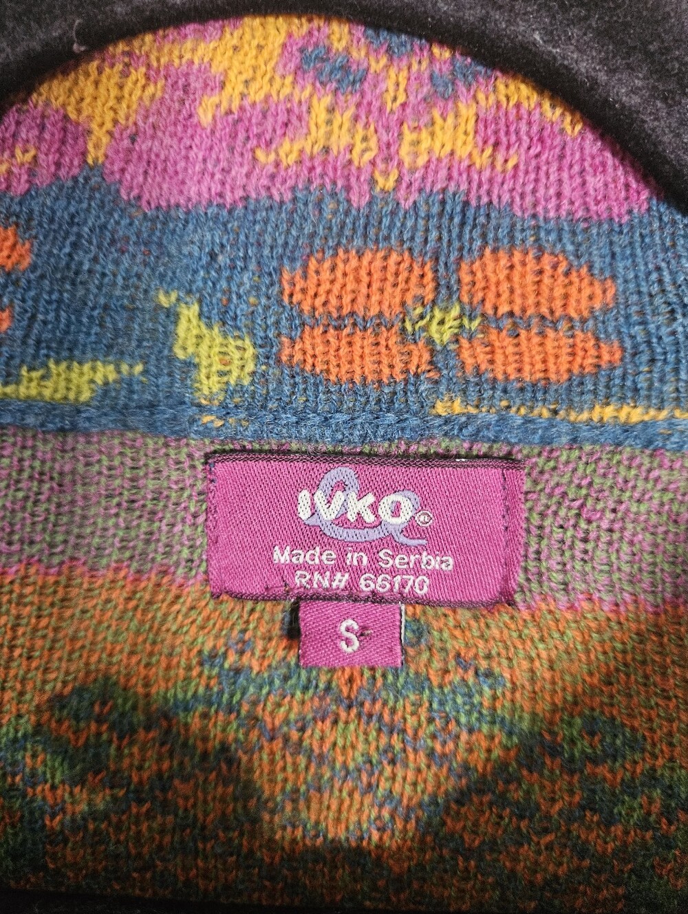 IVKO For Anthropologie Floral Pattern Cardigan Teal Sweater Small Lambswool Fine - Picture 5 of 11
